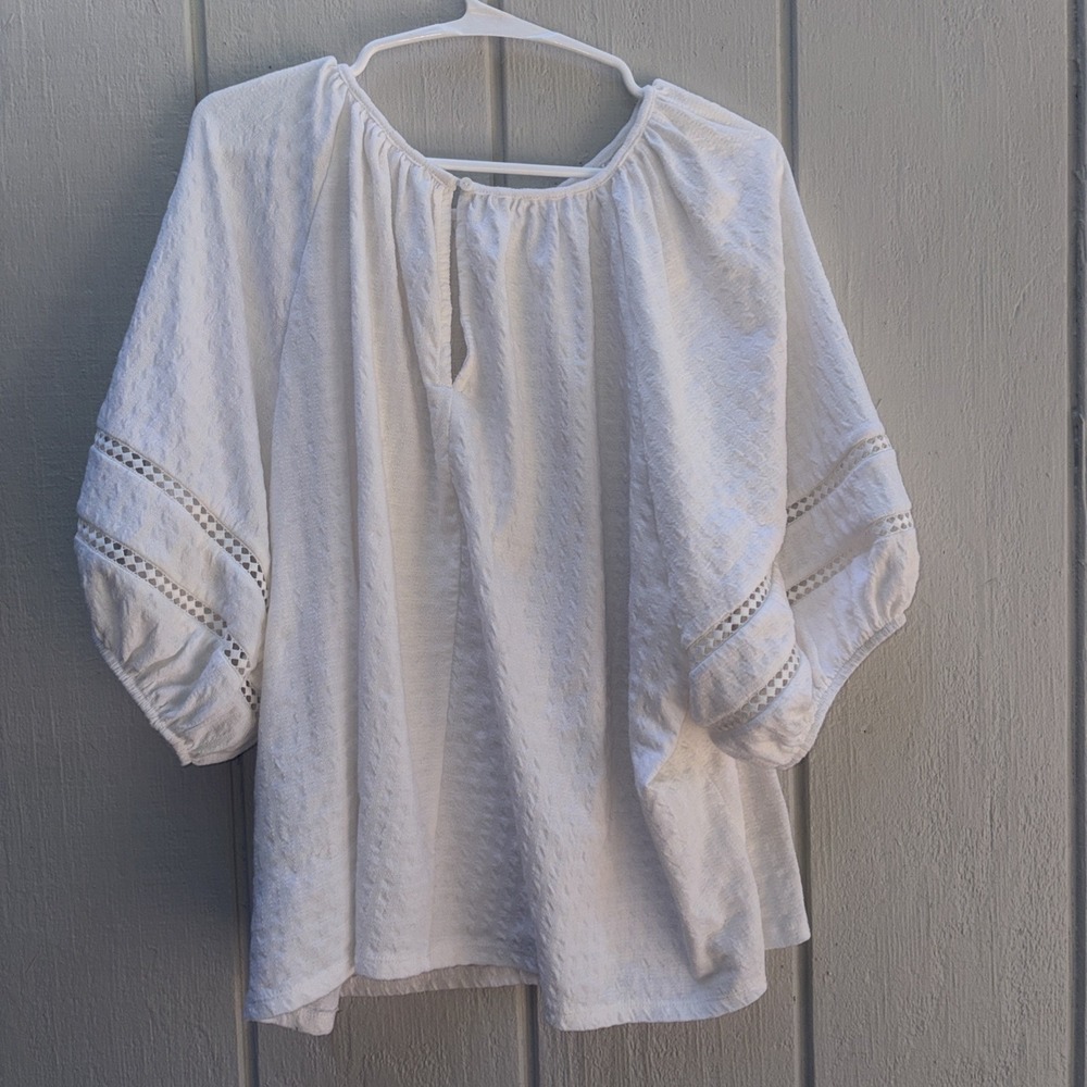 Cotton Blend Women's XL Boxy Flowy Romantic Boho Festival Top Shirt Soft - Picture 3 of 5